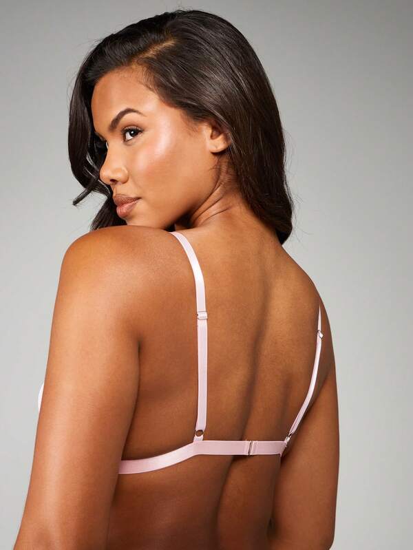 Missguided MISSGUIDED Triangle Bralette With Lace Trim Hearts