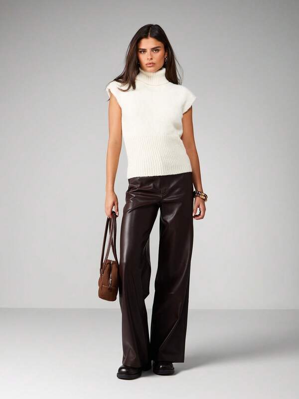 Missguided MISSGUIDED Turtleneck Sweater With Cap Sleeves