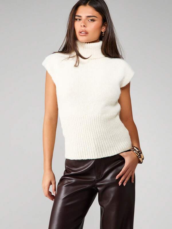 missguided MISSGUIDED Turtleneck Sweater With Cap Sleeves