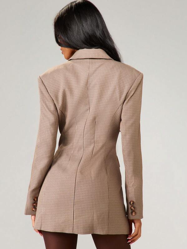 Missguided MISSGUIDED Tweed Blazer Dress With Lapel Collar And Buttons