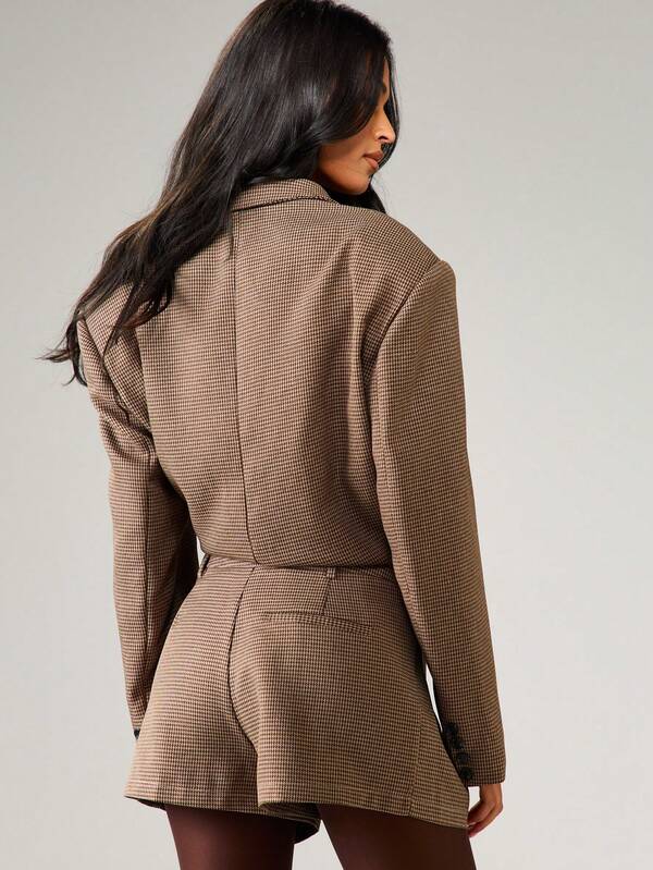 Missguided MISSGUIDED Tweed Pleated Wide Leg Mini Shorts