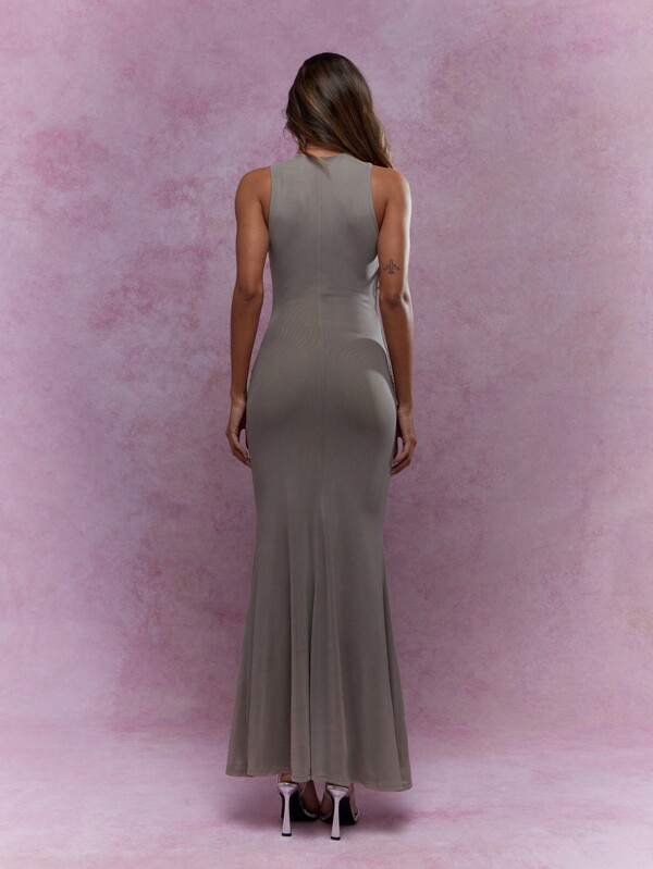Missguided MISSGUIDED Twist Detail Bust Knot Waist Mermaid Hem Sleeveless Maxi Dress