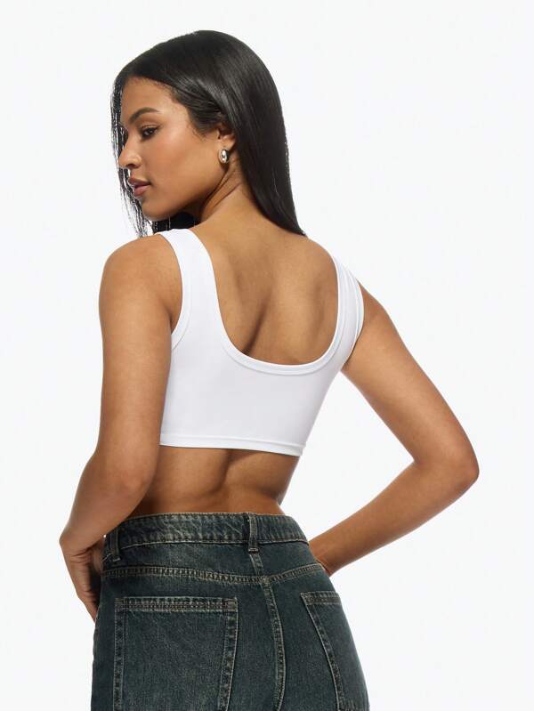 Missguided MISSGUIDED Twist Front Crop Athletic Workout Tank Top