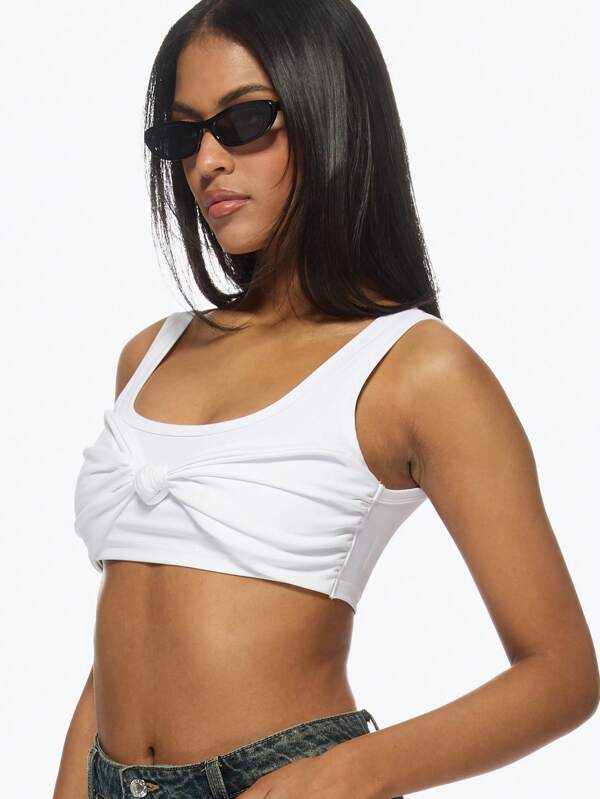 Missguided MISSGUIDED Twist Front Crop Athletic Workout Tank Top