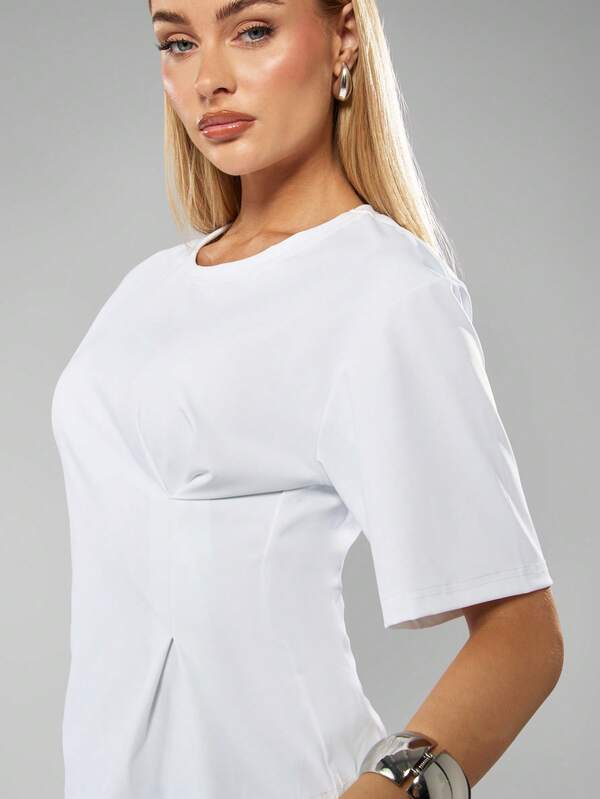 Missguided MISSGUIDED Twist Front Round Neck Short Sleeve Tee