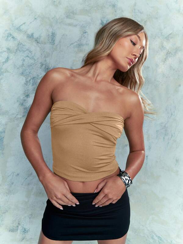 missguided MISSGUIDED Twist Knot Detail Bandeau Top