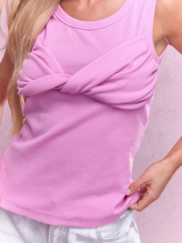 Missguided MISSGUIDED Twist Knot Detail Bust Ribbed Tank Top