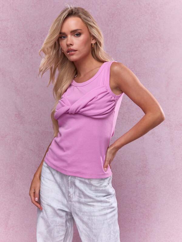 missguided MISSGUIDED Twist Knot Detail Bust Ribbed Tank Top
