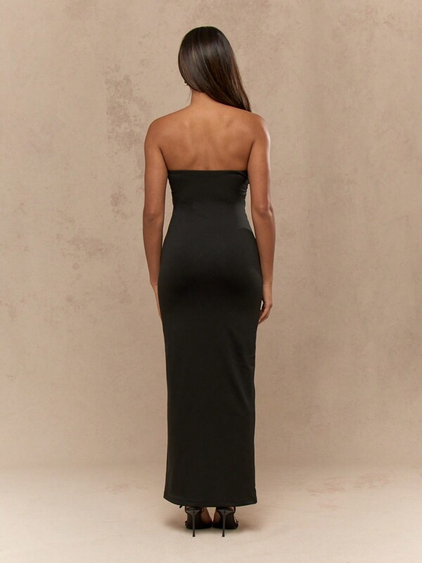 Missguided MISSGUIDED Twist Knot Detail Jersey Bandeau Bodycon Maxi Dress