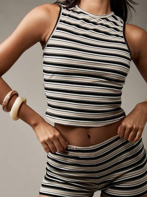 Missguided MISSGUIDED Two Piece Stretchy Ribbed Knit High Neck Matching Set