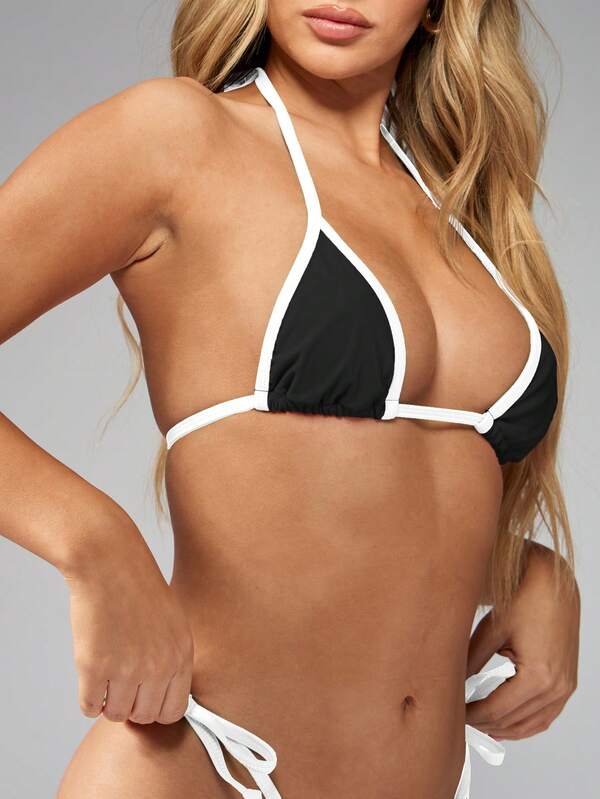 Missguided MISSGUIDED Two-Piece Triangle Halter Swimsuit Set