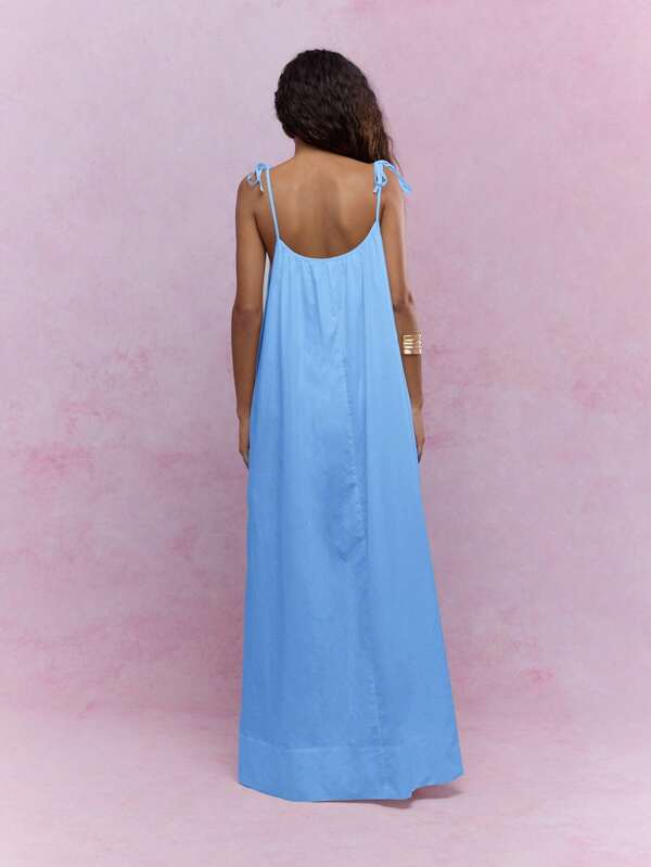 Missguided MISSGUIDED Tying Knot Detail Strap V-Neck Maxi Dress Cute Sundress