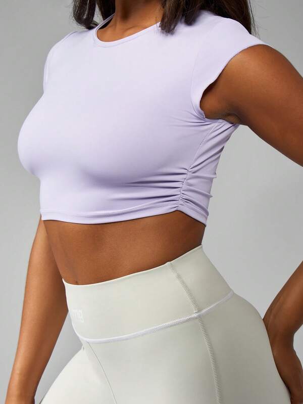 Missguided MISSGUIDED Ultra Soft Cropped Ruched Side Short Sleeve T-Shirt