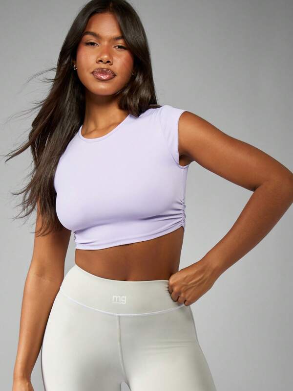 missguided MISSGUIDED Ultra Soft Cropped Ruched Side Short Sleeve T-Shirt