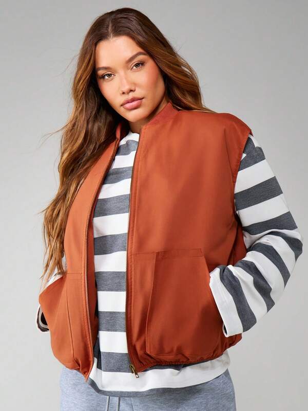 missguided MISSGUIDED Utility Padded Quilted Vest With Pockets