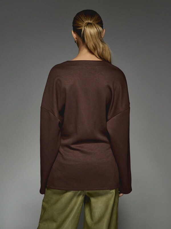 Missguided MISSGUIDED V-Neck Button Front Oversized Long Sleeve Chunky Knit Casual Cozy Layering Piece