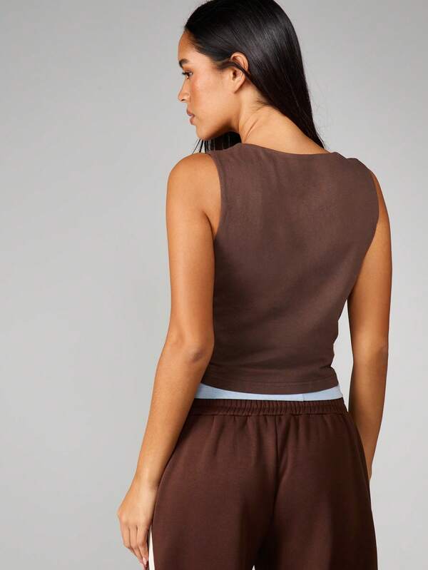 Missguided MISSGUIDED V Neck Contrast Fabric Camisole Top