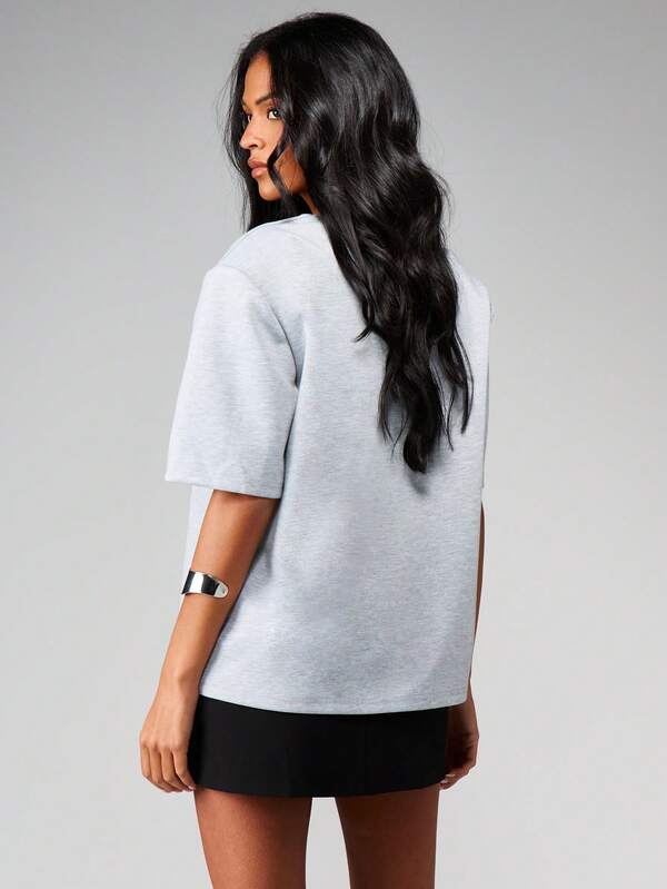 Missguided MISSGUIDED V Neck Short Sleeve Scuba Tee