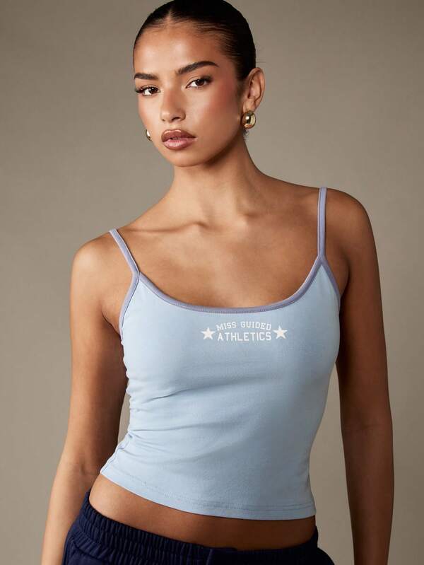 Missguided MISSGUIDED Varsity Athletics Crop Tank With Adjustable Straps