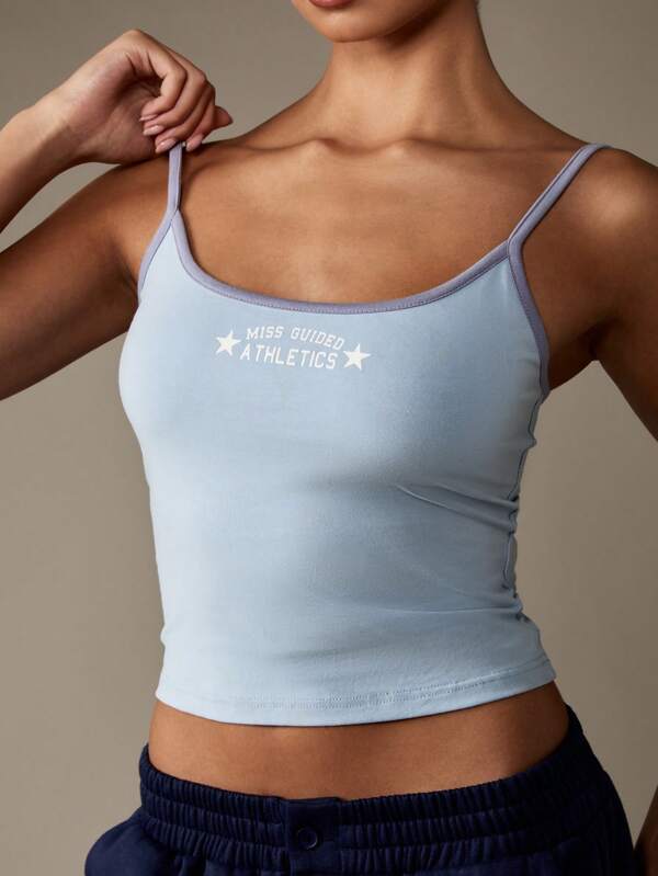 missguided MISSGUIDED Varsity Athletics Crop Tank With Adjustable Straps