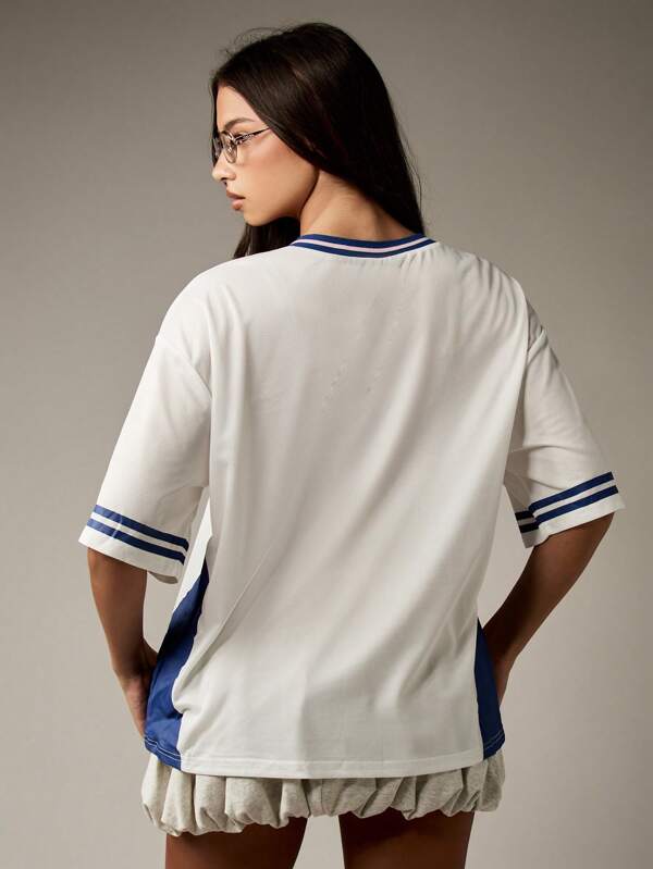 Missguided MISSGUIDED Varsity Baseball Jersey With Star Print Number Design