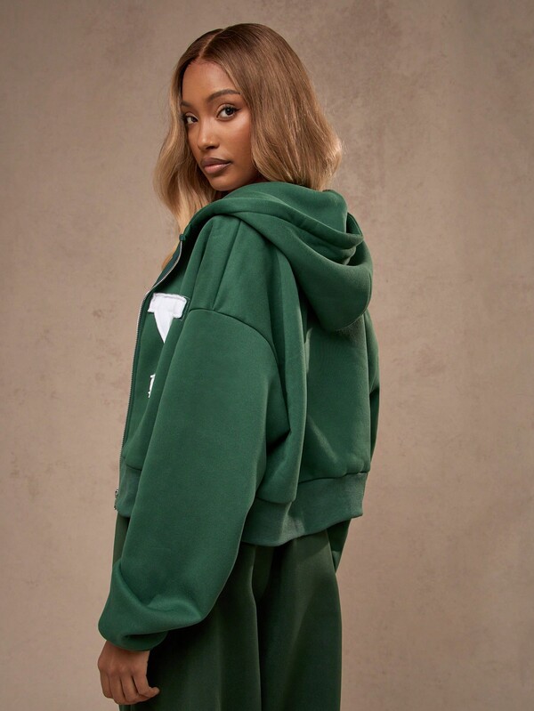 Missguided MISSGUIDED Varsity New York Athletic Zip Through Hoodie Sweatshirt