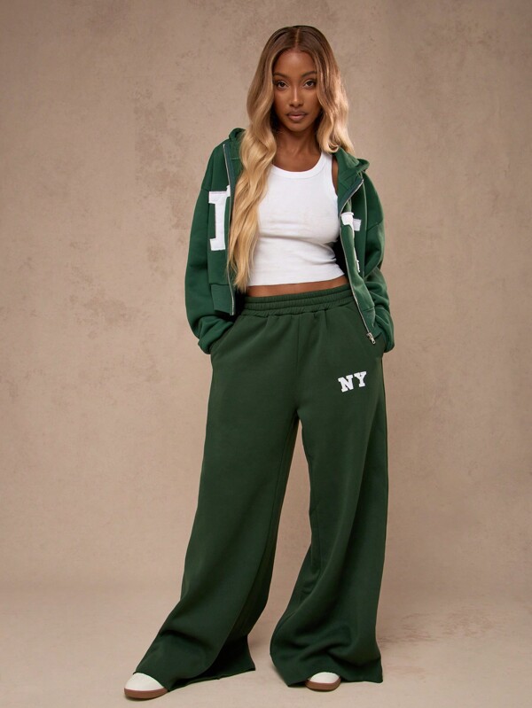 missguided MISSGUIDED Varsity New York Athletic Zip Through Hoodie Sweatshirt