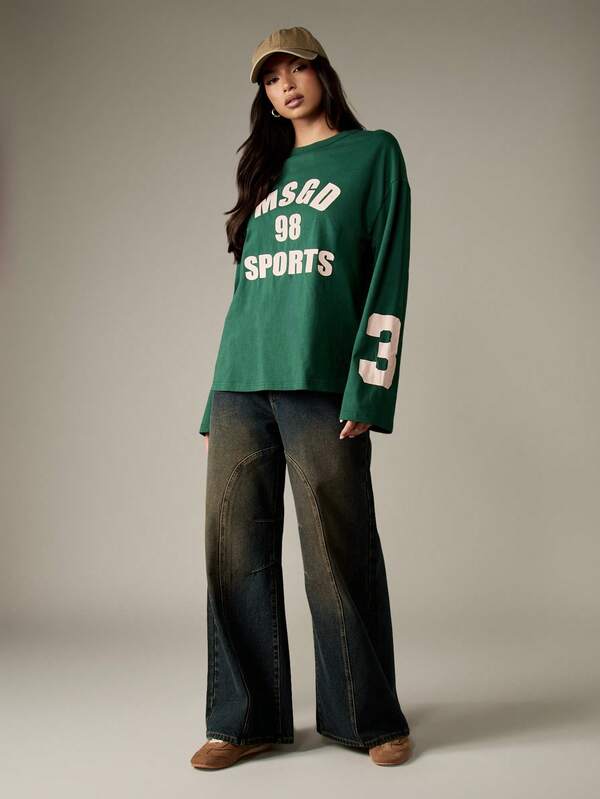 Missguided MISSGUIDED Varsity Style T Shirt With Number Print
