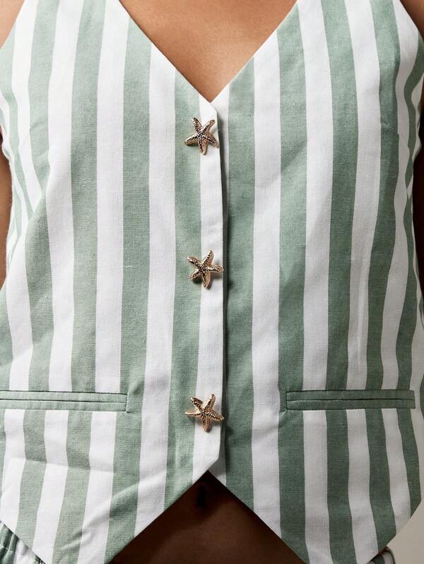 Missguided MISSGUIDED Vertical Striped Waistcoat With Palazzo Pants Coordinates