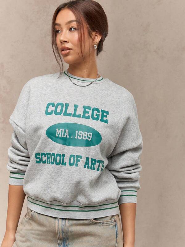 Missguided MISSGUIDED Vintage College School Of Arts Graphic Sweatshirt