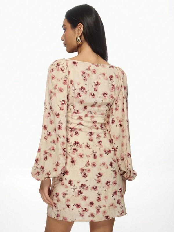 Missguided MISSGUIDED Vintage-Inspired Milkmaid Mini Dress With Balloon Sleeves