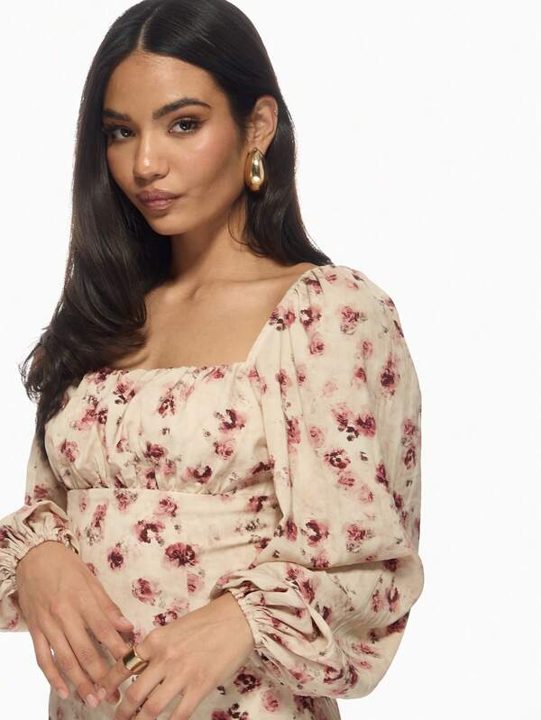Missguided MISSGUIDED Vintage-Inspired Milkmaid Mini Dress With Balloon Sleeves