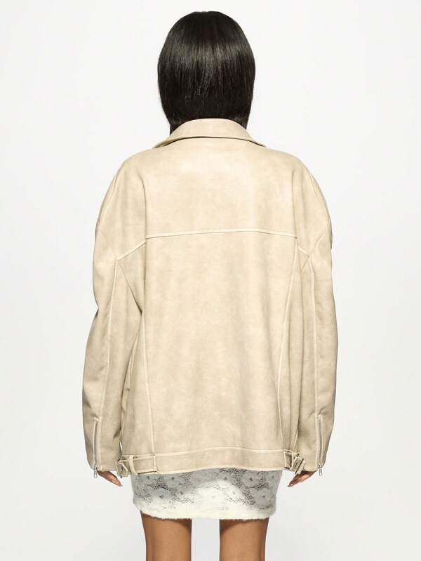 Missguided MISSGUIDED Vintage Oversized PU Leather Biker Jackets