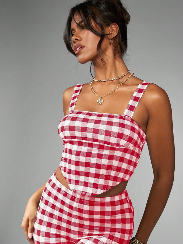 Missguided MISSGUIDED Vintage Style Gingham Capri Two Piece Outfit