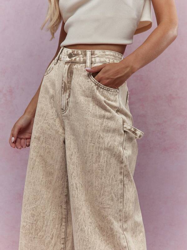 Missguided MISSGUIDED Washed Folded Hem Straight Leg Jeans