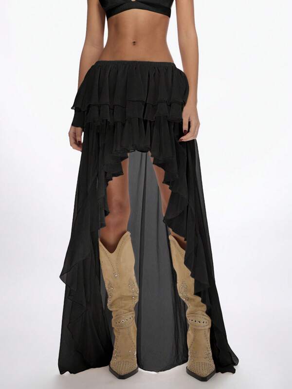 missguided MISSGUIDED Waterfall High Low Maxi Asymmetrical Skirt