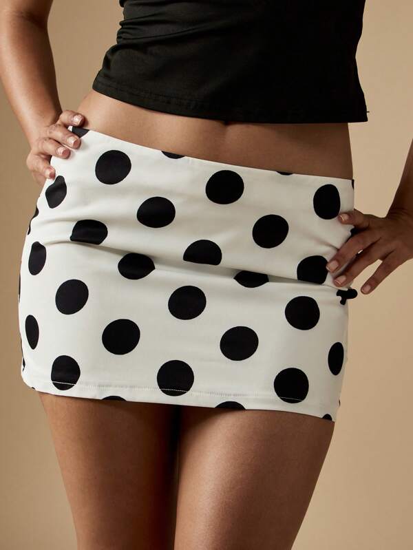 missguided MISSGUIDED White Mini Skirt With Black Polka Dots