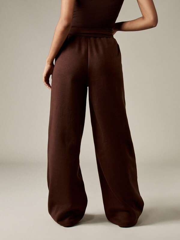 Missguided MISSGUIDED Wide Leg Drawstring Joggers With Athletic Logo Print