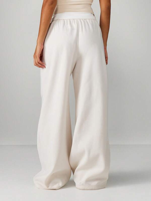 Missguided MISSGUIDED Wide Leg Drawstring Joggers With Branding