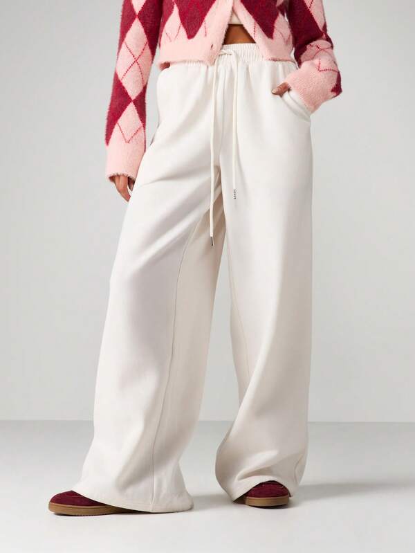 Missguided MISSGUIDED Wide Leg Drawstring Sweatpants With Bow Detail