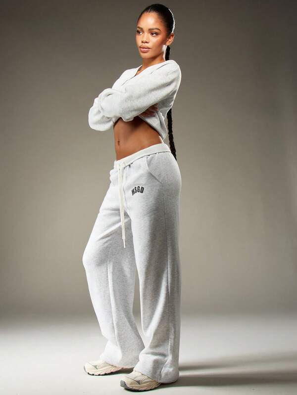 Missguided MISSGUIDED Wide Leg Drawstring Sweatpants With Logo Detail