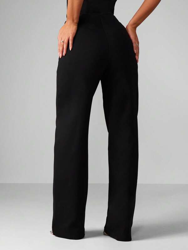 Missguided MISSGUIDED Wide Leg Dress Pants With Crystal Trim