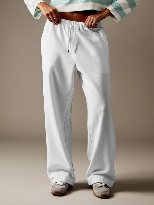 missguided MISSGUIDED Wide Leg Fleece Sweatpants With Elastic Waist