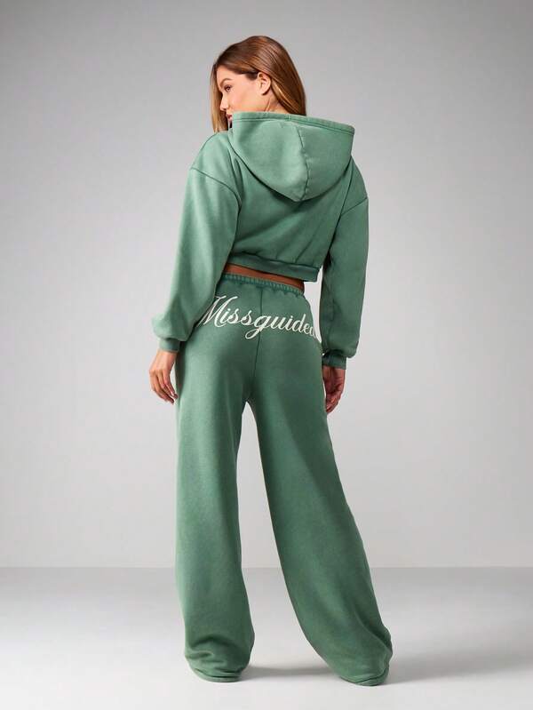 Missguided MISSGUIDED Wide Leg Graphic Joggers With Drawstring