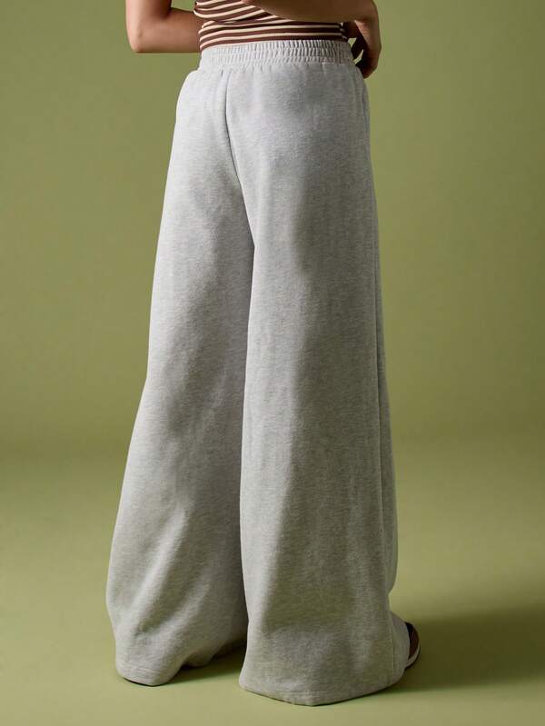 Missguided MISSGUIDED Wide Leg Heathered Sweatpants With Drawstring