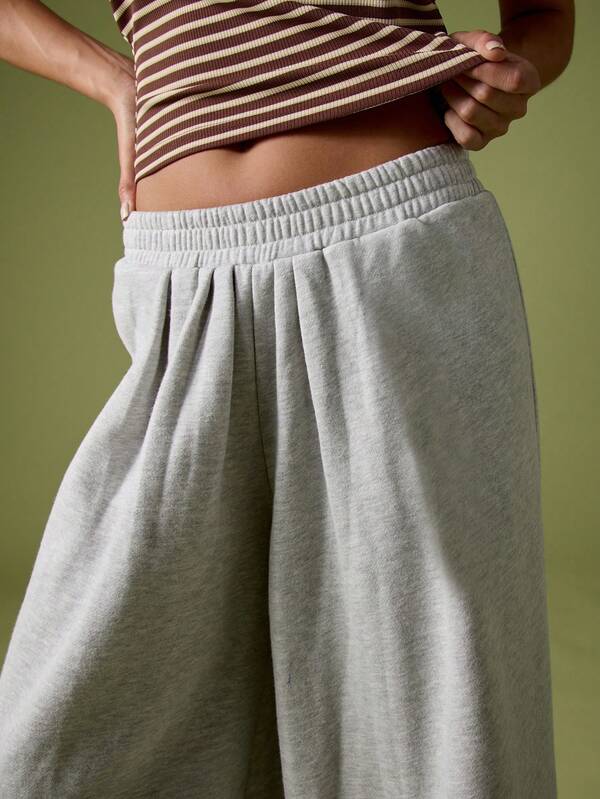 Missguided MISSGUIDED Wide Leg Heathered Sweatpants With Drawstring