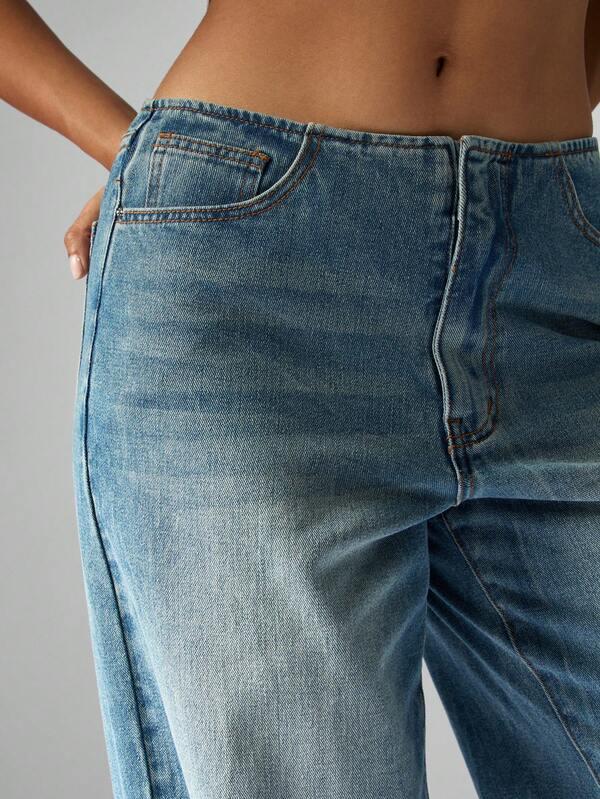 Missguided MISSGUIDED Wide Leg High Rise Flared Jeans With Side Pockets