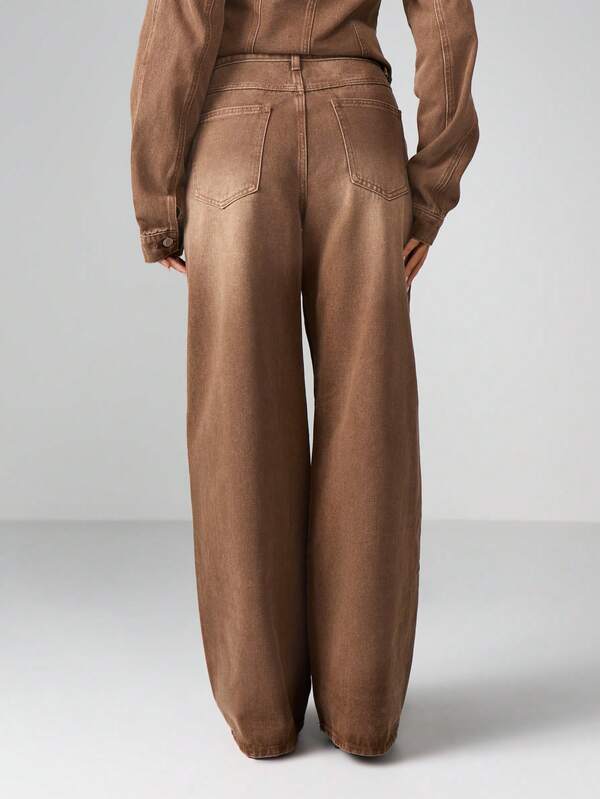 Missguided MISSGUIDED Wide Leg High Rise Straight Jeans