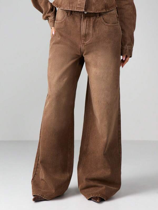 Missguided MISSGUIDED Wide Leg High Rise Straight Jeans