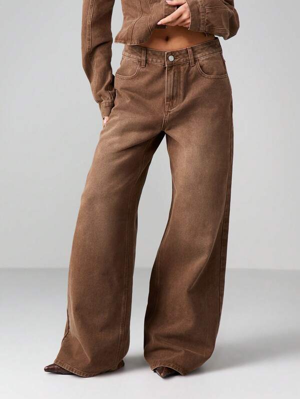 missguided MISSGUIDED Wide Leg High Rise Straight Jeans